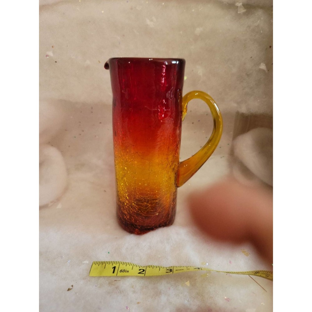 Blenko crackle pitcher